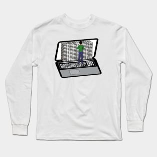 Wall of Text on a Laptop Computer (White Background) Long Sleeve T-Shirt